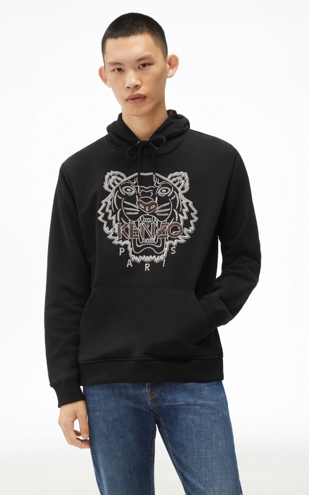 Kenzo Tiger Sudaderas Con Capucha Hombre Negras | 3420168-KO